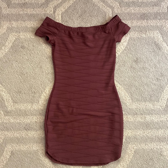 17815 Mauve Off-Shoulder Tasseled Dress main image 1